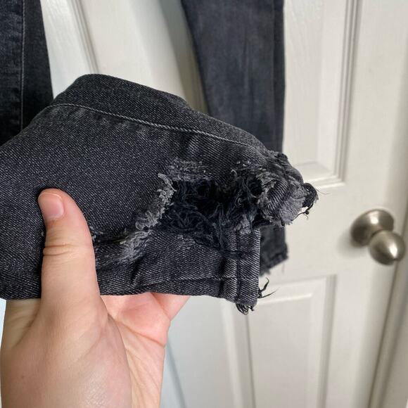 AGOLDE Sophie High Rise Skinny Crop Black Jeans Temple Distressed Hems Size 24 - Picture 7 of 10